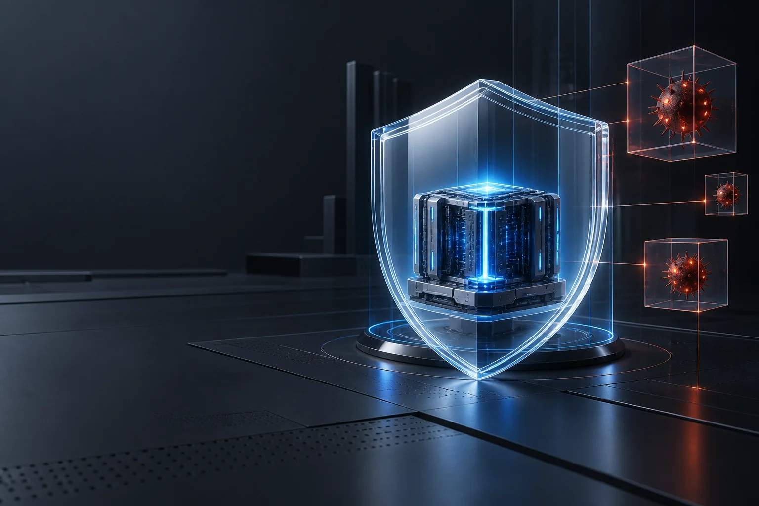 Digital shield isolating cyber threats from a protected computer core